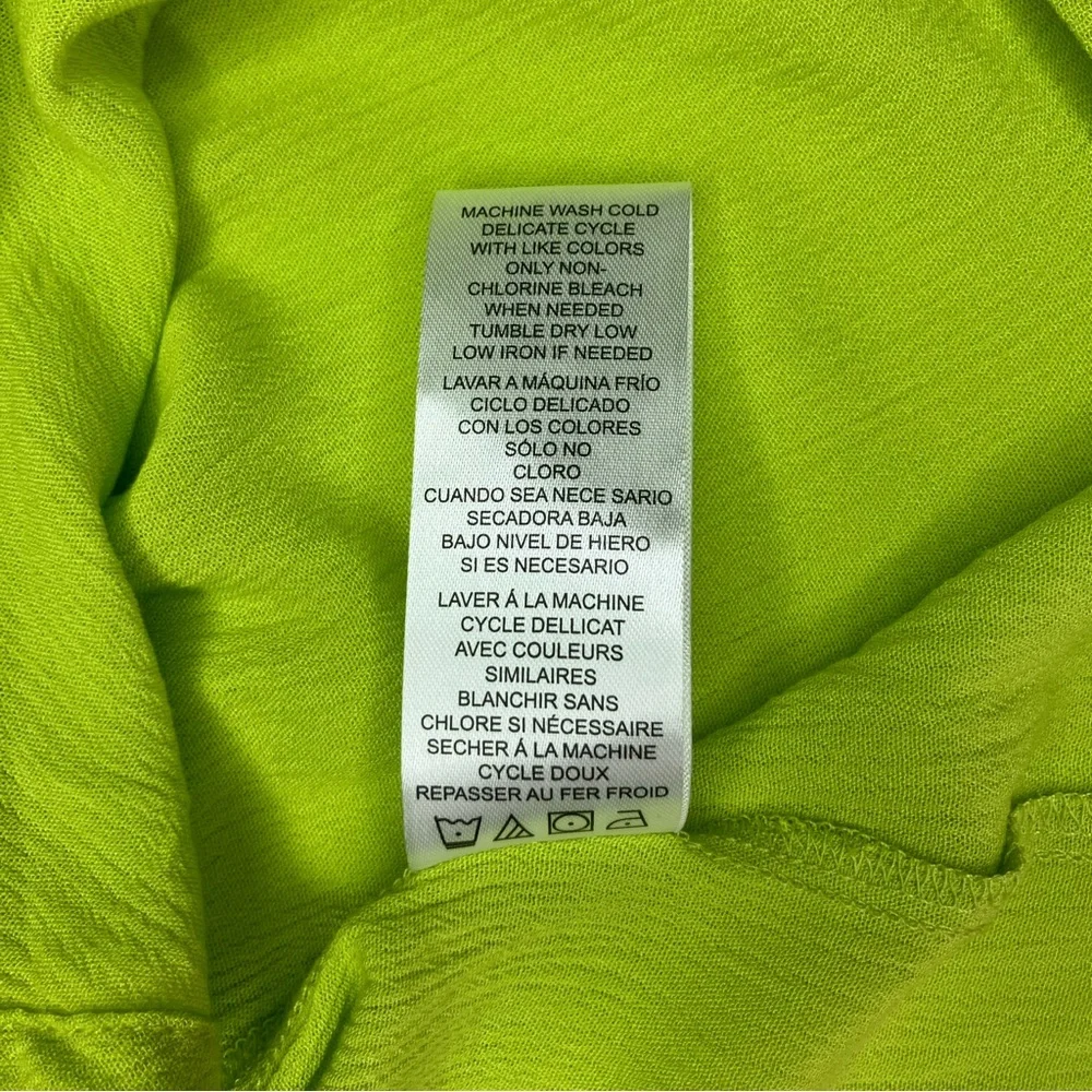 Nina Leonard Plus Size Lime Green V-Neck Tie Front Blouse - Picture 7 of 9